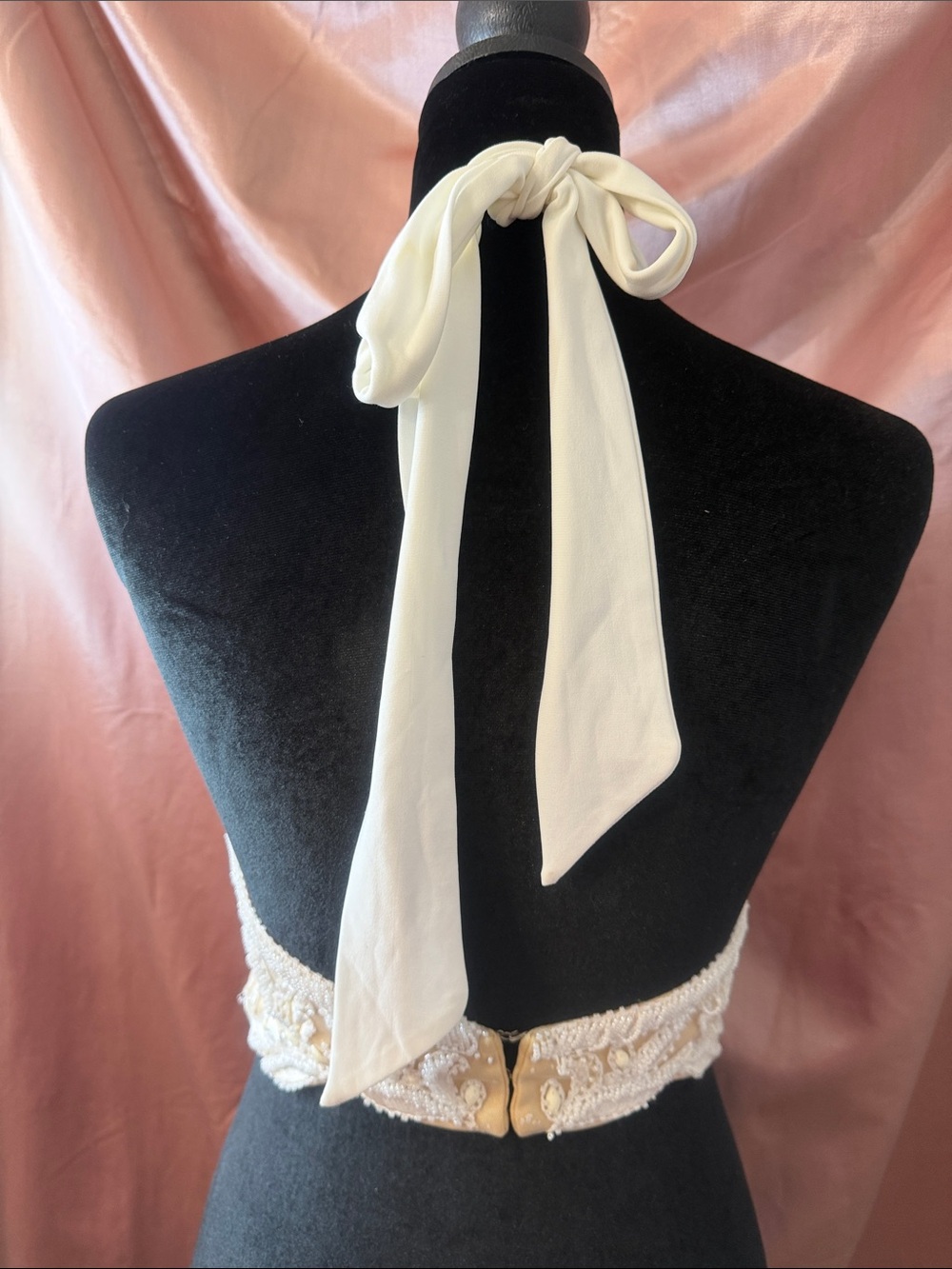 Alyce Paris Embroidered Halter Bralette Prom Crop Top - Picture 3 of 17
